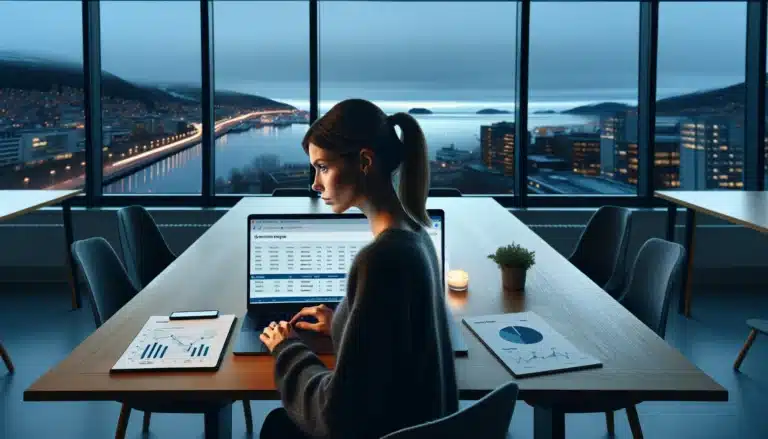 Marketing professional in oslo office using social media data to improve website seo