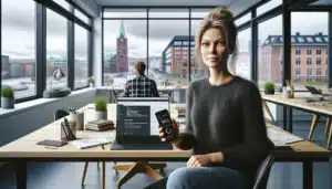 Norwegian marketers optimize a mobile website using pagespeed and seo tools in office