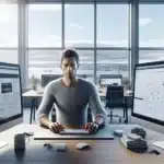 Norwegian seo specialist comparing on page content and off page backlinks on dual monitors